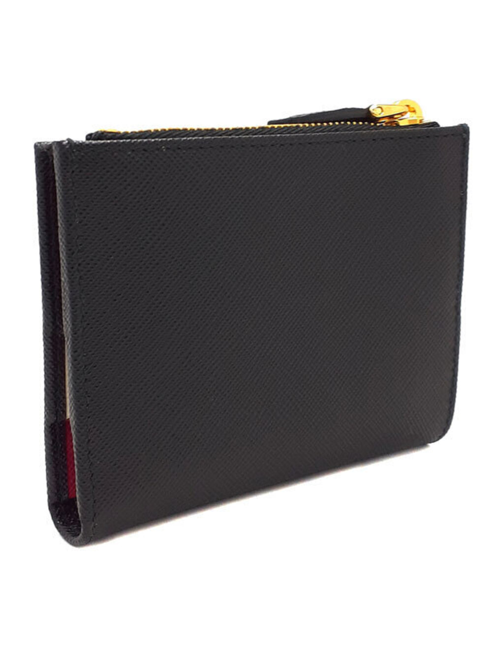 Prada Short Saffiano fold Wallet Multicolor Bi Black